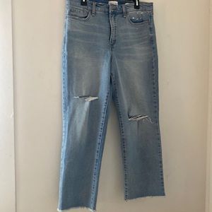 Light-wash Straight, High-Rise, Ankle Jeans with distressing - Size 31 (12)